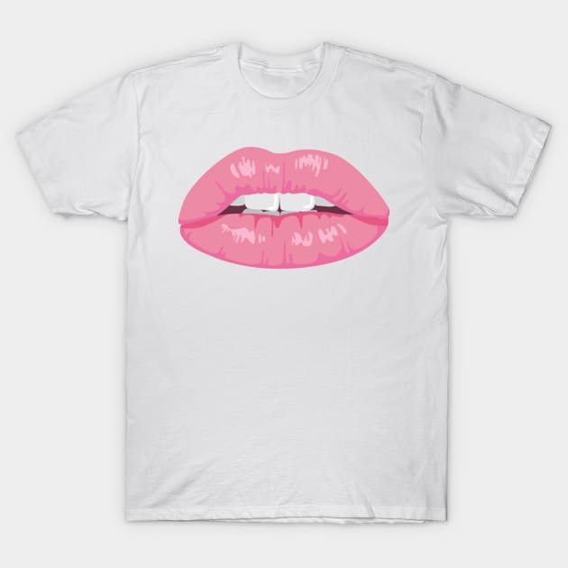 Funny Woman Mouth and Pink Lips T-Shirt by Redmart